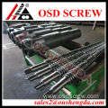 Extrusion twin screw barrel for plastic profile extrusion line